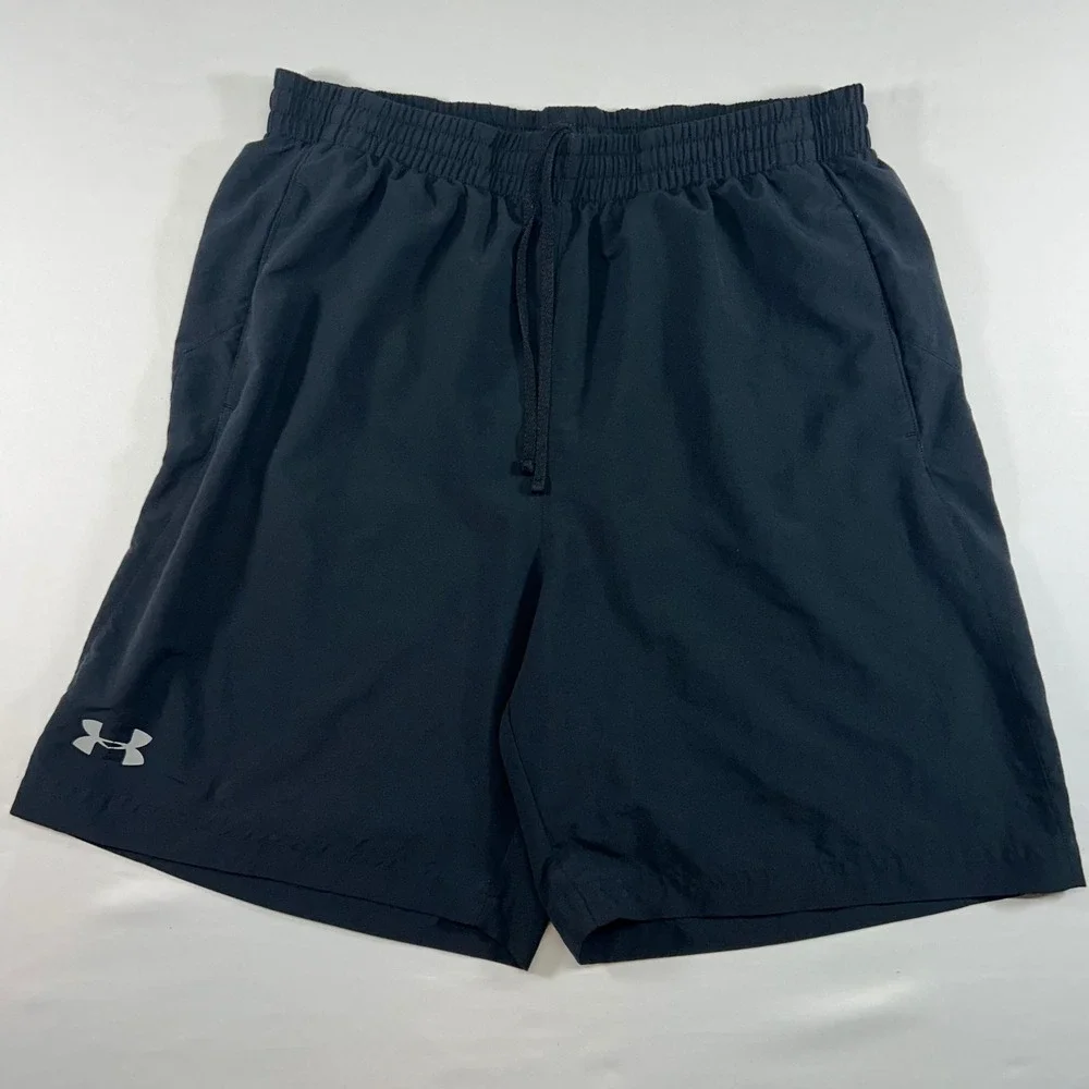 Under Armour Mens HeatGear Fitted Athletic Shorts Black Medium Drawstring Gym